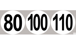 Sticker /autocollant : Lot Disques de limitation de vitesse 80-100-110 - 10cm