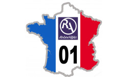 FRANCE 01 Région Rhône Alpes - 10x10cm - Sticker/autocollant